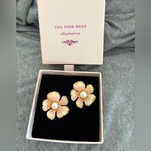 The Pink Reef Floral Earrings - Pink and Gold